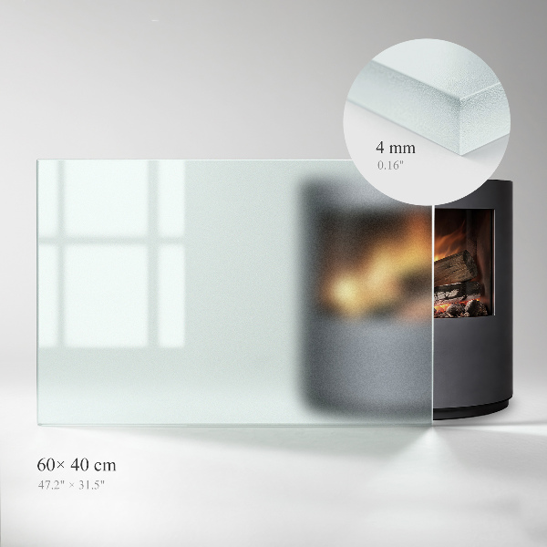 Rektangulär semitransparent glasskiva under kamin 60x40 cm