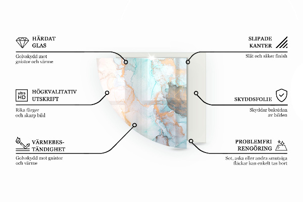 Fjärdedelscirkel glasskiva under kamin Naturlig stenstruktur