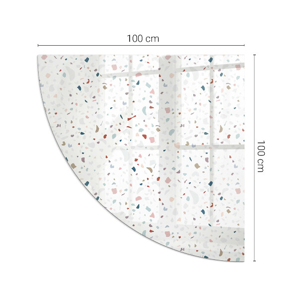Fjärdedelscirkel glasskiva under kamin Mönster med små former