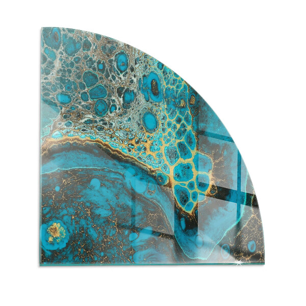 Fjärdedelscirkel glasskiva framför öppen spis Abstrakt organiskt mönster