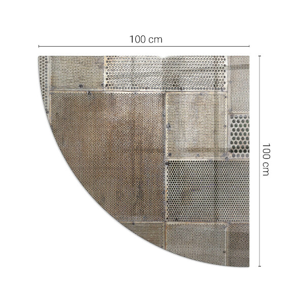 Fjärdedelscirkel glasskiva under braskamin Mönster av perforerad plåt