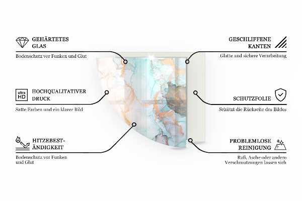 Fjärdedelscirkel glasskiva under braskamin Geometriskt 3D-mönster