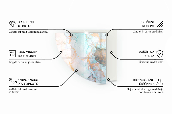 Fjärdedelscirkel glasskiva under braskamin Geometriskt 3D-mönster