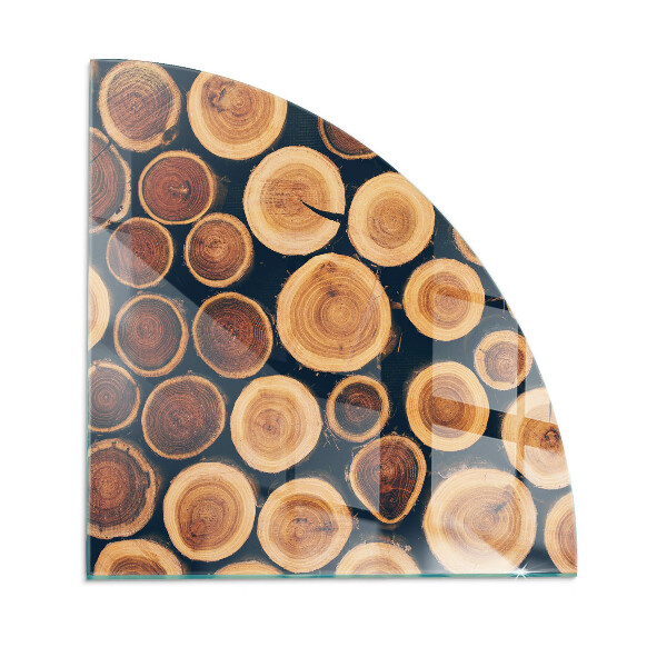 Fjärdedelscirkel glasskiva under kamin Låda med sågat trä