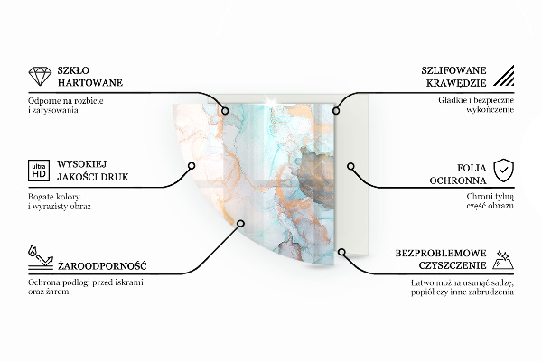 Fjärdedelscirkel glasskiva under braskamin Eleganta blad i textur