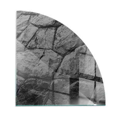 Fjärdedelscirkel glasskiva under braskamin Naturligt stenmönster