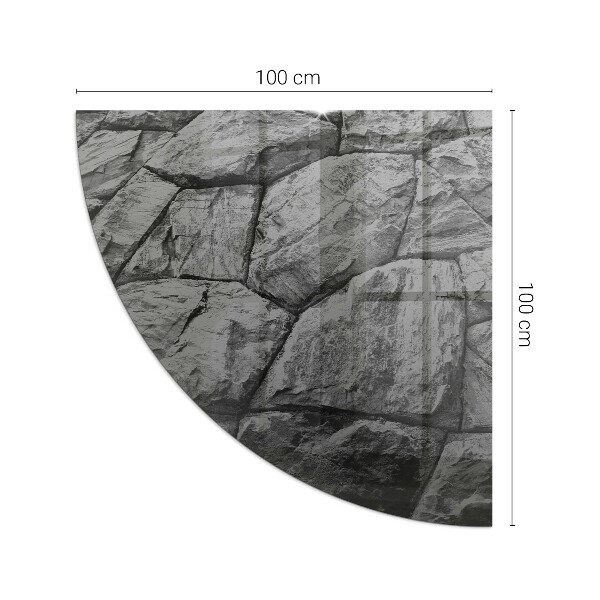 Fjärdedelscirkel glasskiva under braskamin Naturligt stenmönster