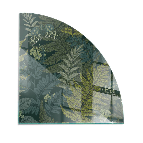 Fjärdedelscirkel glasskiva under kamin Växtmotiv med fjärilar