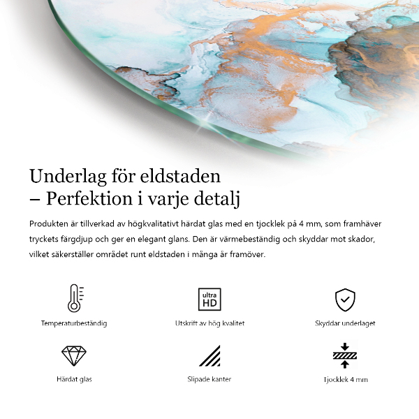 Fjärdedelscirkel glasskiva under braskamin Färg Grågrön