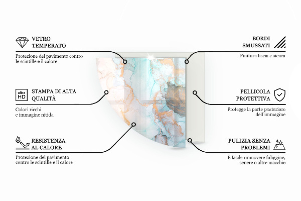 Fjärdedelscirkel glasskiva under kamin Färg Grågrön