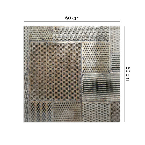 Kvadratisk glasskiva under kamin Mönster av perforerad plåt