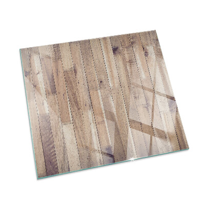 Kvadratisk glasskiva framför öppen spis Träplank i mönster