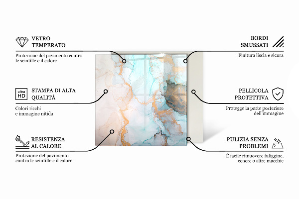 Kvadratisk glasskiva under kamin Löv i subtila mönster