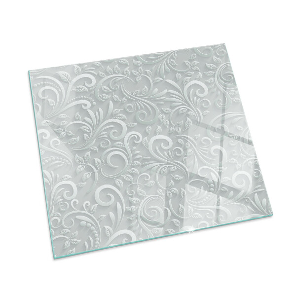 Kvadratisk glasskiva under kamin Elegant växtmönster