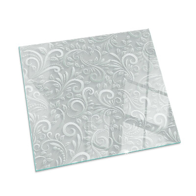 Kvadratisk glasskiva under kamin Elegant växtmönster