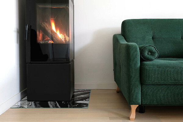 Kvadratisk glasskiva under braskamin Abstrakta vågor och linjer