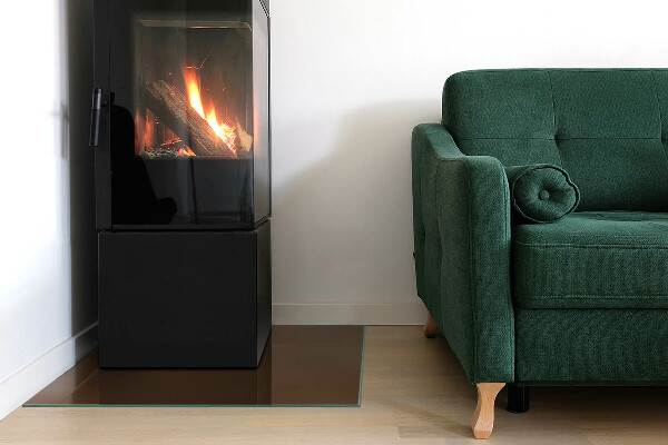 Kvadratisk glasskiva under braskamin Färg Brun