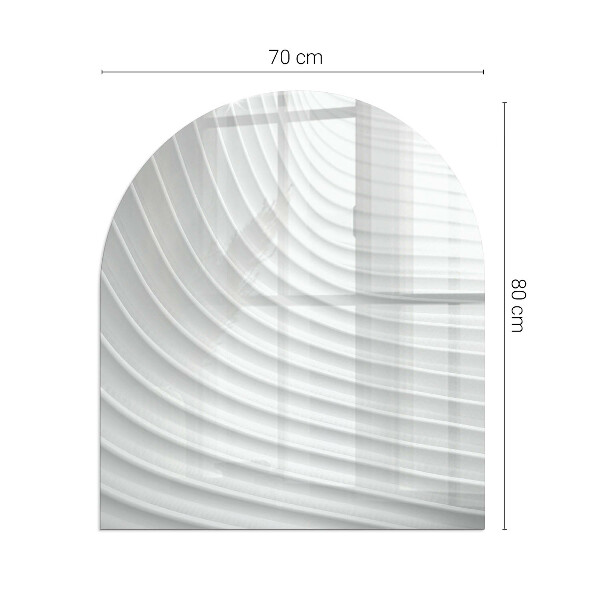 Halvoval glasskiva framför öppen spis Vågor av mjuka linjer