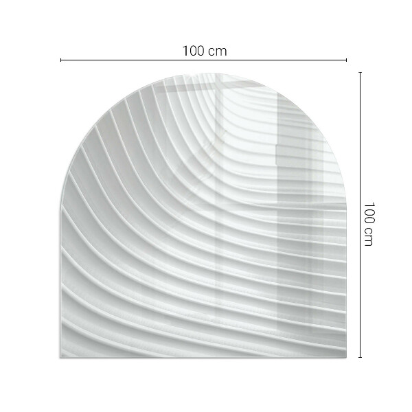 Halvoval glasskiva framför öppen spis Vågor av mjuka linjer