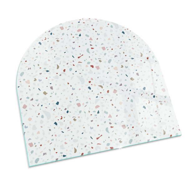 Halvoval glasskiva framför öppen spis Mönster med små former