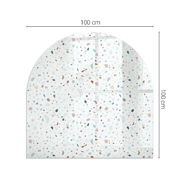 Halvoval glasskiva framför öppen spis Mönster med små former