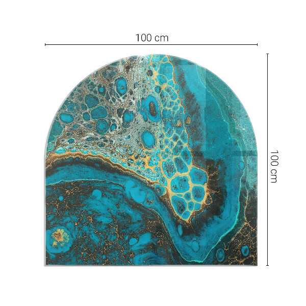 Halvoval glasskiva för öppen spis Abstrakt organiskt mönster