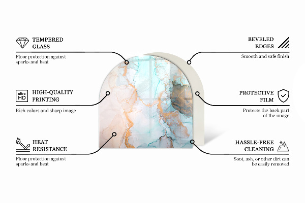 Halvoval glasskiva för öppen spis Naturligt trämönster