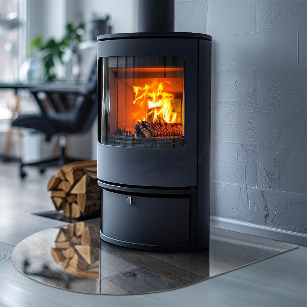 Halvoval glasskiva för öppen spis Plankor i olika nyanser