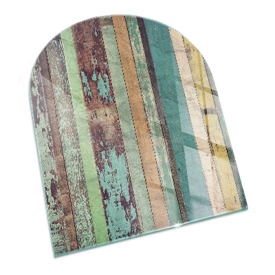 Halvoval glasskiva under kamin Plankor i olika nyanser