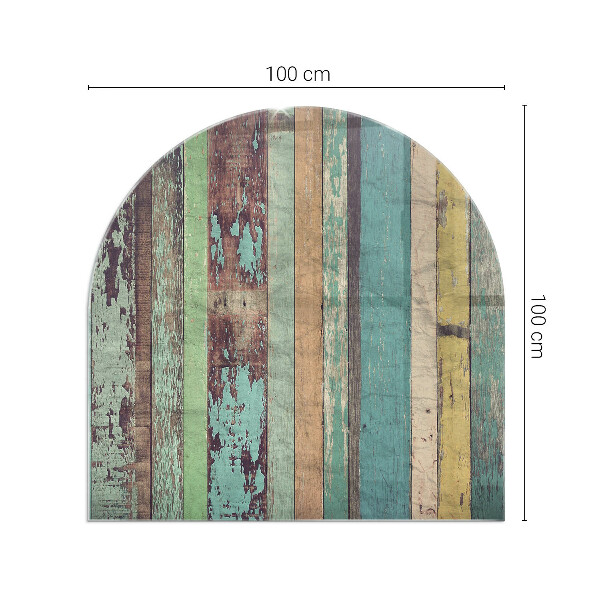 Halvoval glasskiva under kamin Plankor i olika nyanser