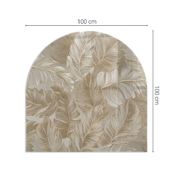 Halvoval glasskiva under kamin Löv i subtila mönster