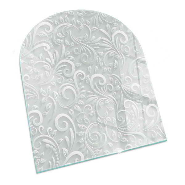 Halvoval glasskiva under kamin Elegant växtmönster