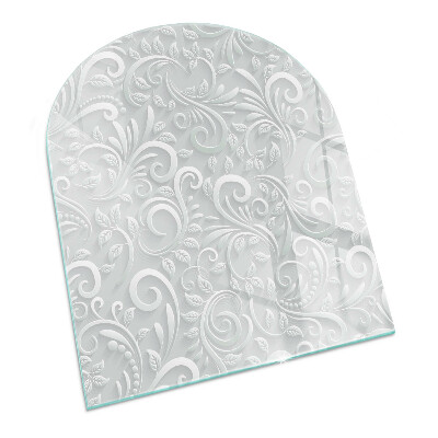 Halvoval glasskiva under kamin Elegant växtmönster