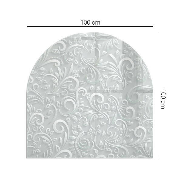 Halvoval glasskiva under kamin Elegant växtmönster