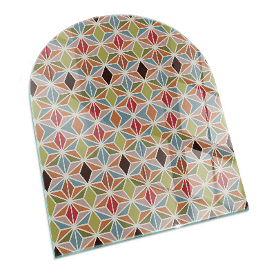 Halvoval glasskiva under kamin Polygonala mönster i rutnät