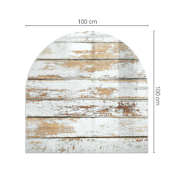 Halvoval glasskiva för öppen spis Sliten träplanka