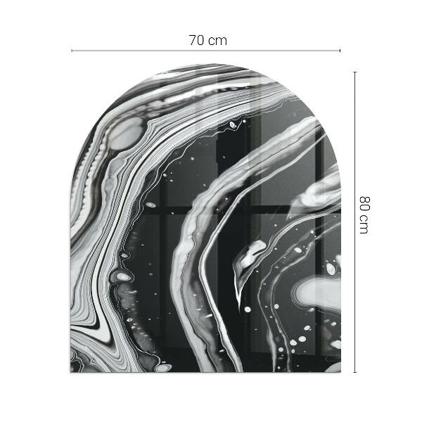 Halvoval glasskiva för öppen spis Abstrakta vågor och linjer