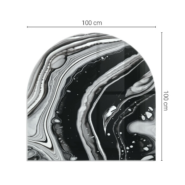 Halvoval glasskiva för öppen spis Abstrakta vågor och linjer