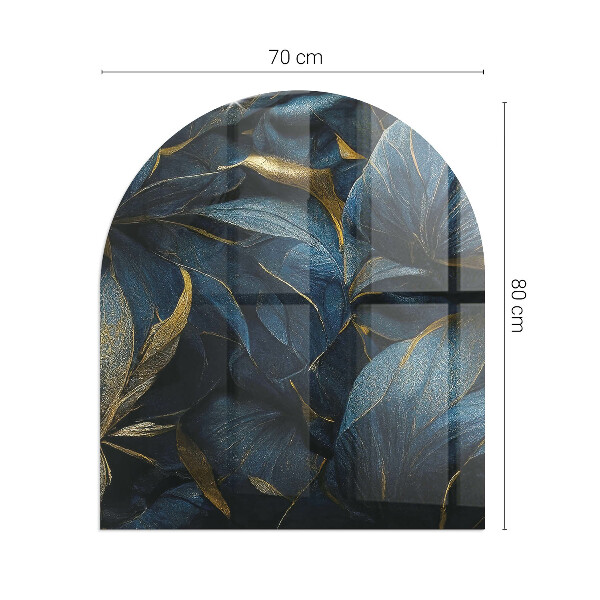 Halvoval glasskiva under kamin Eleganta blad i textur