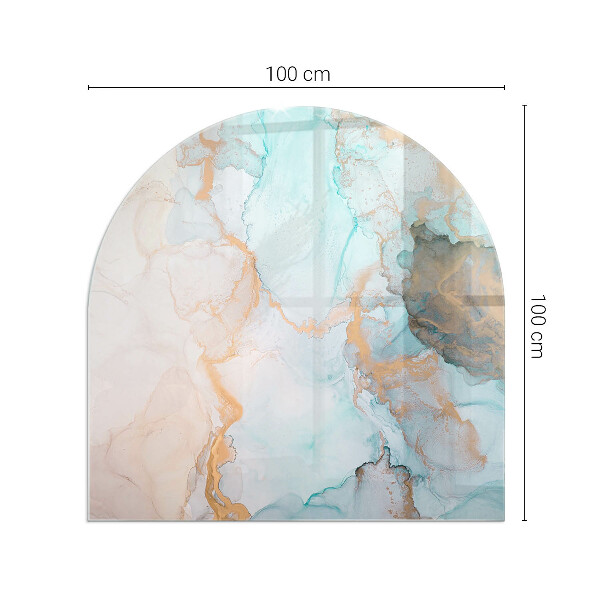 Halvoval glasskiva för öppen spis Abstrakt flytande mönster