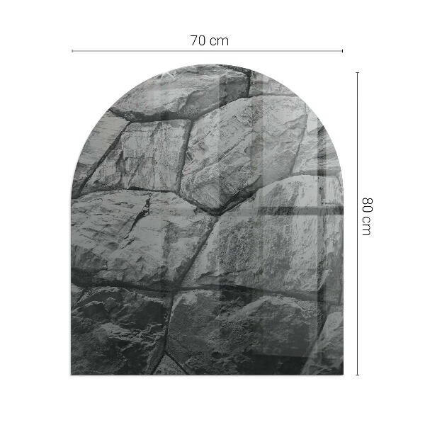 Halvoval glasskiva under kamin Naturligt stenmönster