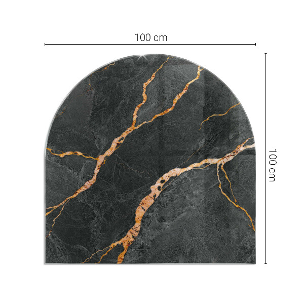 Halvoval glasskiva för öppen spis Elegant marmor med ådringar