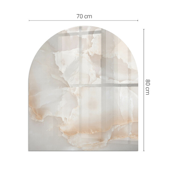 Halvoval glasskiva framför öppen spis Naturligt stenmönster