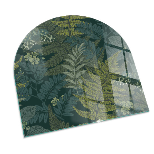 Halvoval glasskiva framför öppen spis Växtmotiv med fjärilar