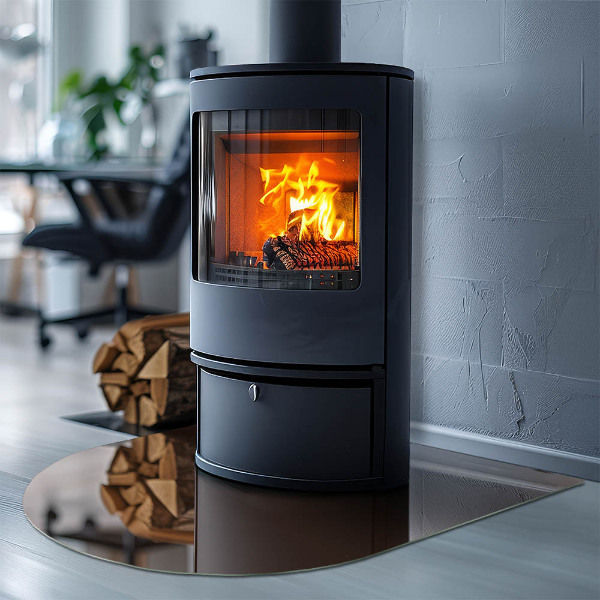 Halvoval glasskiva för öppen spis Färg Brun