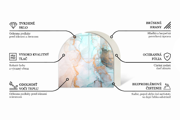 Halvoval glasskiva för öppen spis Färg Beige