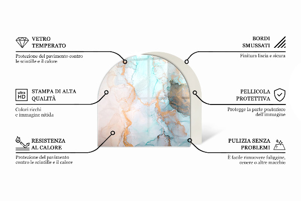 Halvoval glasskiva framför öppen spis Färg Elfenben