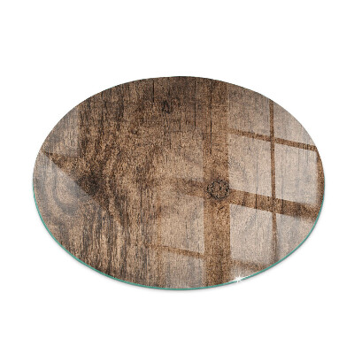 Runda glasskiva framför öppen spis Naturligt trämönster