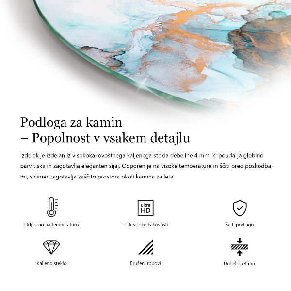 Runda glasskiva för öppen spis Struktur av natursten