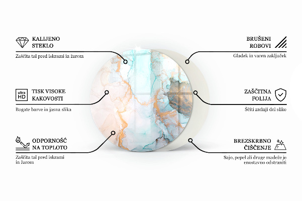 Runda golvskydd till eldstäder Marmormönster med ådringar